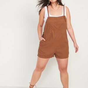 Old Navy Linen-Blend Adjustable Tie-Strap Rust Romper